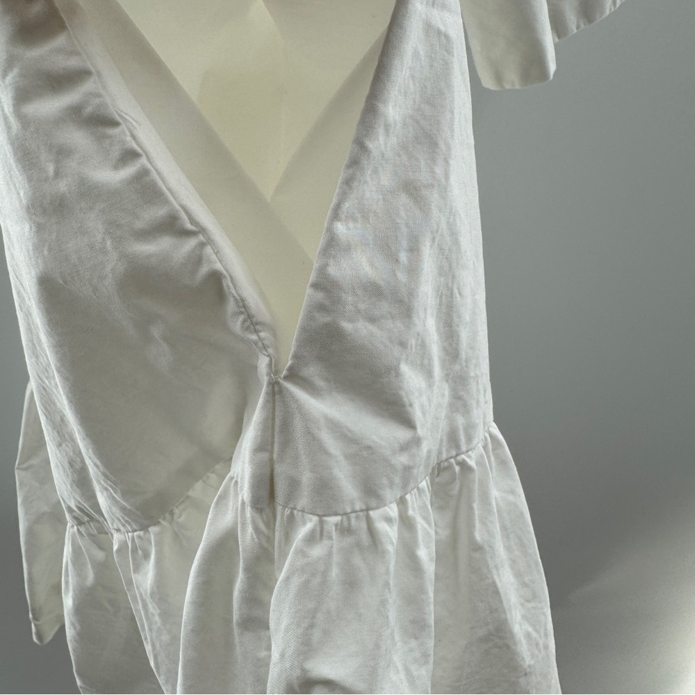 A New Day White Puff Sleeve V-Neck Knee-Length Dress with Pockets Size Large - Picture 9 of 10